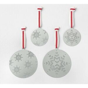 Metal Set of 4 Ornaments Hearth And Hand with Magnolia Christmas Snowflakes